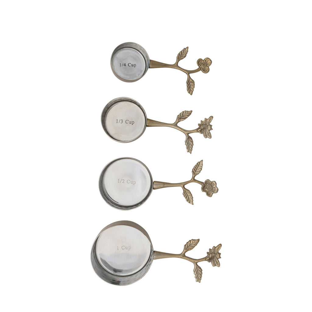 S/4 Measuring Cups w/Leaf & Flowers | Gold Finish