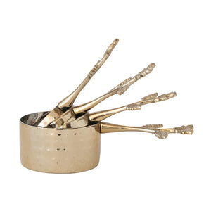 S/4 Measuring Cups w/Leaf & Flowers | Gold Finish