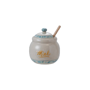 Stoneware 'Miel' Honey Jar With Wood Dipper