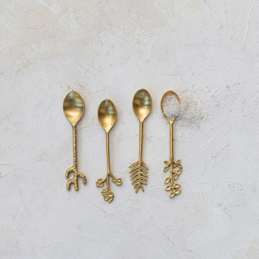 Brass Spoon w/ Botanical Shaped Handle