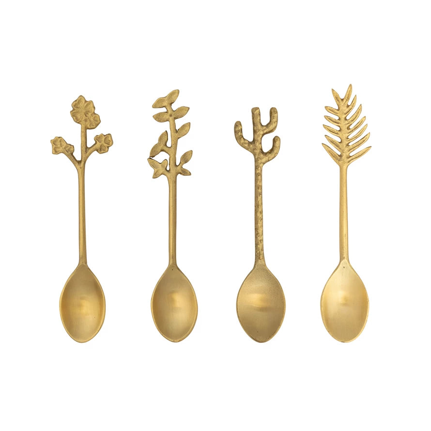 Brass Spoon w/ Botanical Shaped Handle