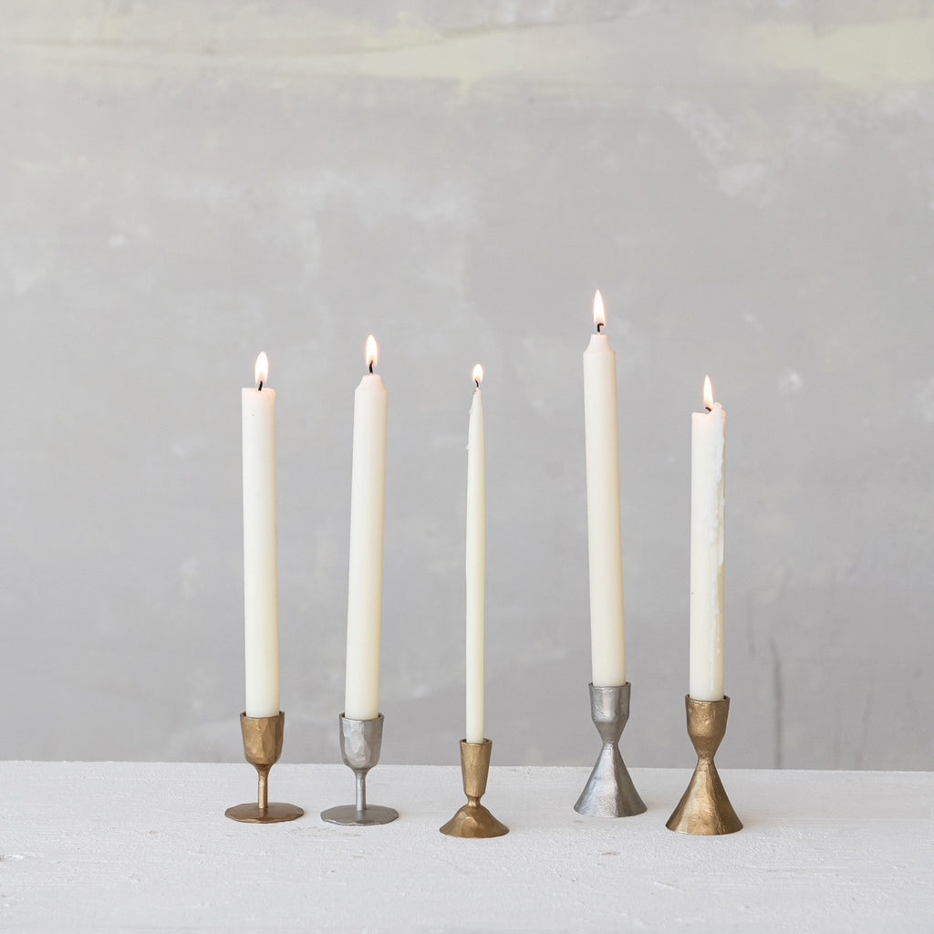 Hand-Forged Cast Iron Taper Holder | Gold or Silver