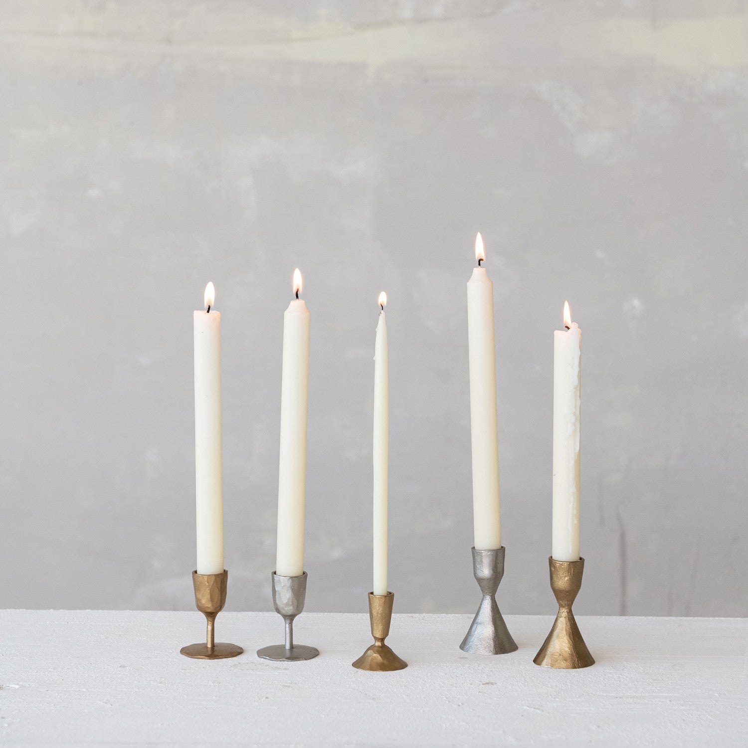 Hand-Forged Cast Iron Taper Holder | Gold or Silver