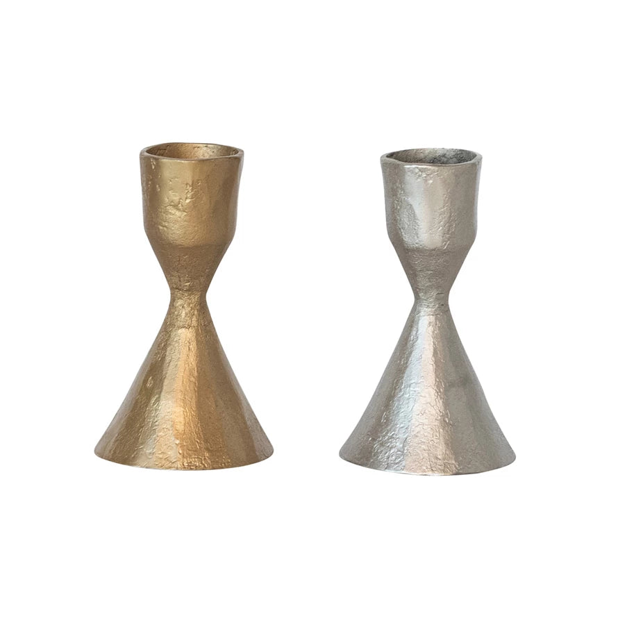Hand-Forged Cast Iron Taper Holder | Gold or Silver