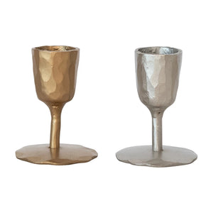 Hand-Forged Cast Iron Taper Holder | Gold or Silver