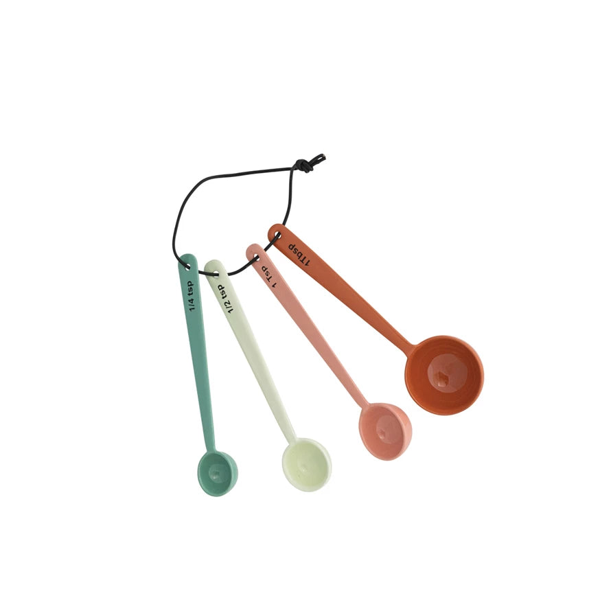 S/4 Enameled S/S Measuring Spoons | Pastels