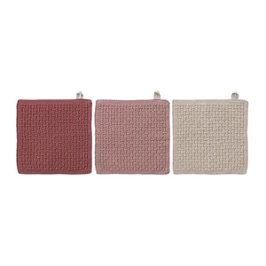 S/3 Square Cotton Waffle Weave Dish Cloths