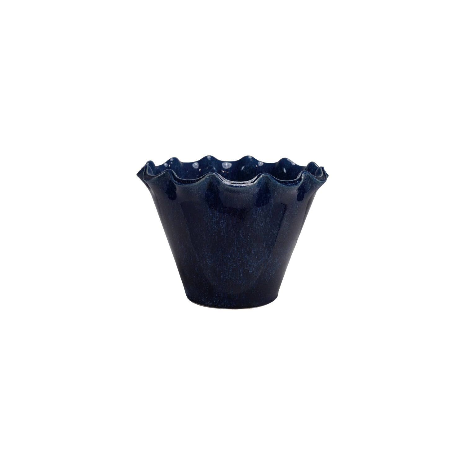 Stoneware Planter w/Ruffled Edge | Blue