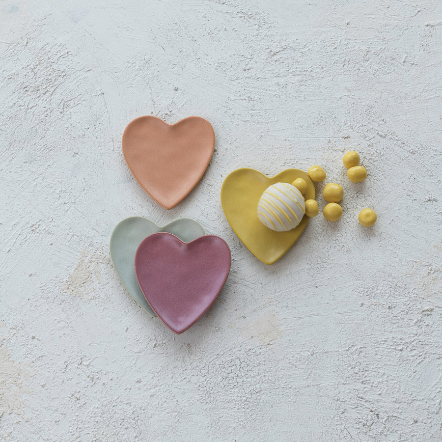 Matte Finish Stoneware Heart Shaped Dish