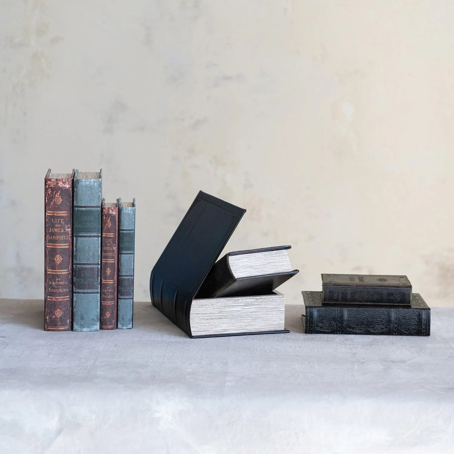 Faux Leather Book Storage Boxes
