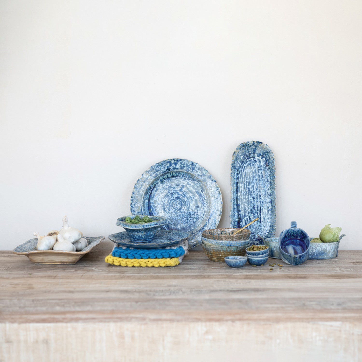 Stoneware Organic Shaped Bowl | Blue
