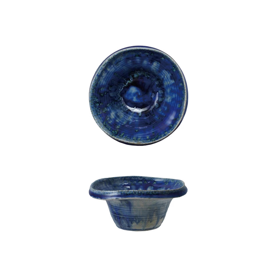 Stoneware Organic Shaped Bowl | Blue