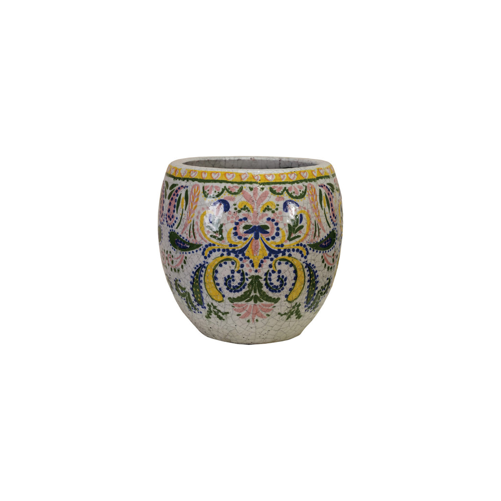 Terracotta Planter w/Floral Pattern