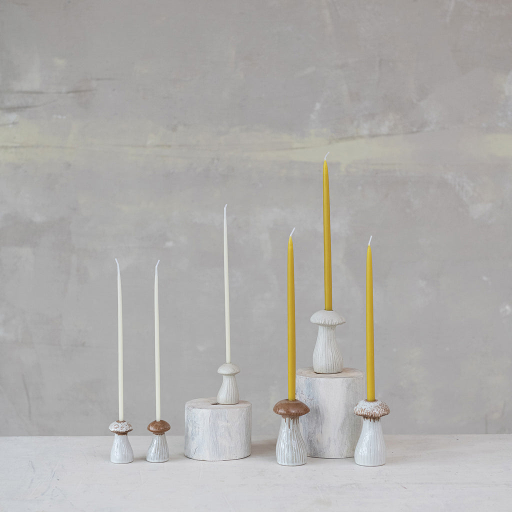 Stoneware Mushroom Shaped Taper Holder | Short