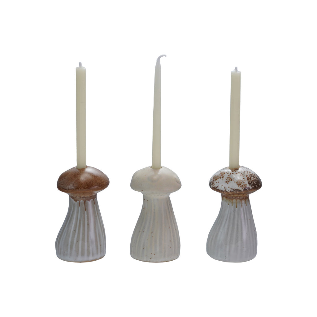 Stoneware Mushroom Shaped Taper Holder | Short