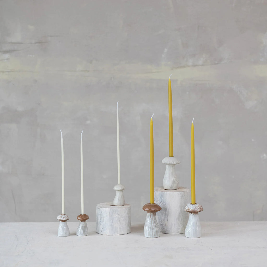 Stoneware Mushroom Shaped Taper Holder | Tall