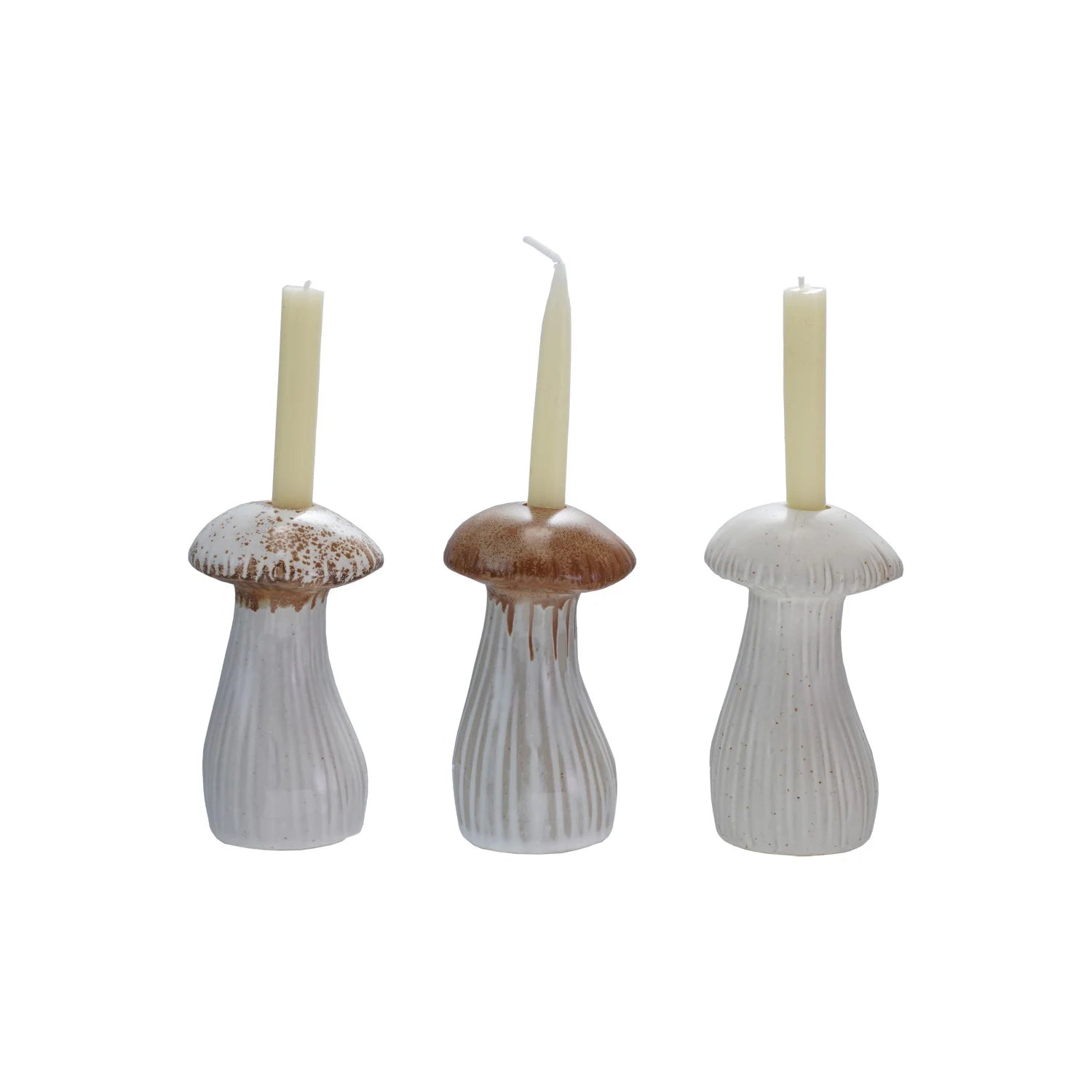 Stoneware Mushroom Shaped Taper Holder | Tall