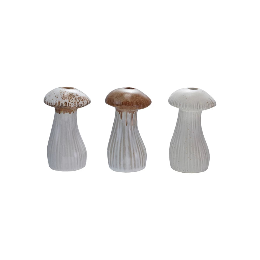Stoneware Mushroom Shaped Taper Holder | Tall