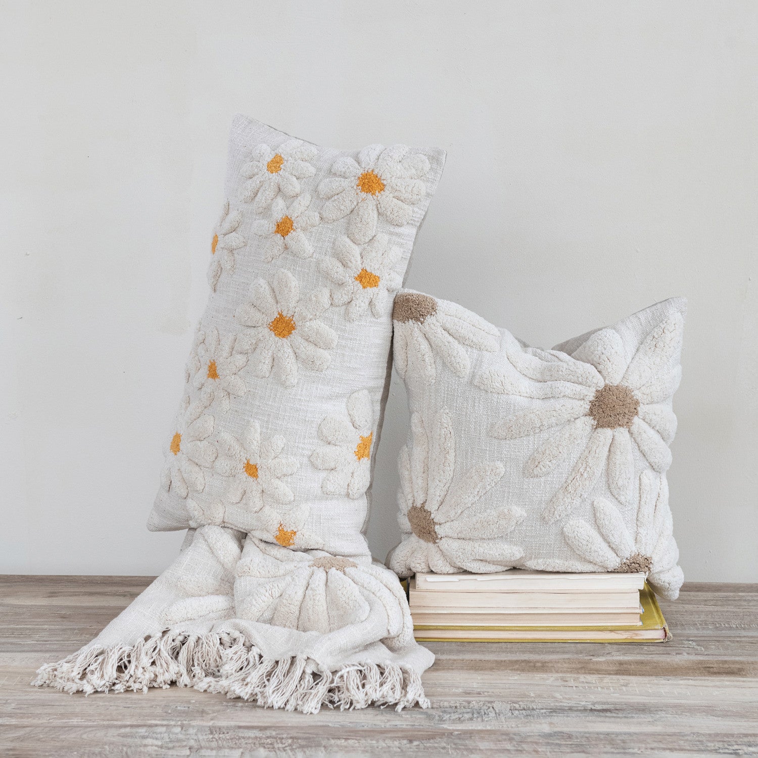 Lumbar Tufted Flower Pillow