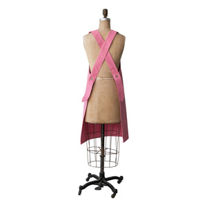 Cotton Canvas Cross Back Apron w/2 Pockets | Pink