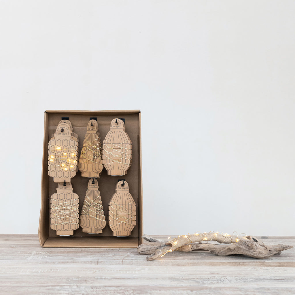 LED String Lights on Paper Lantern Display Card