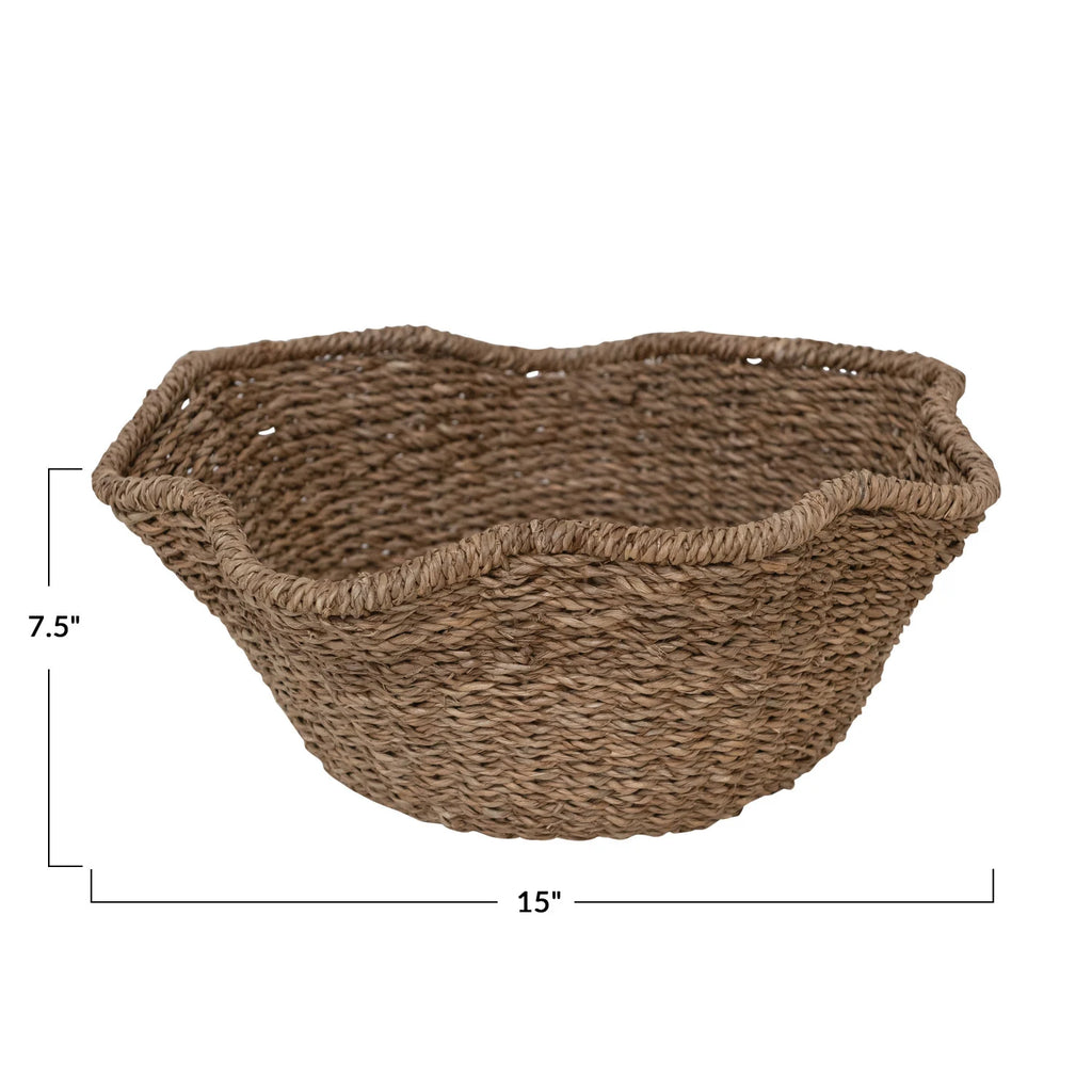 Woven  Bankuan & Rattan Ruffled Bowl