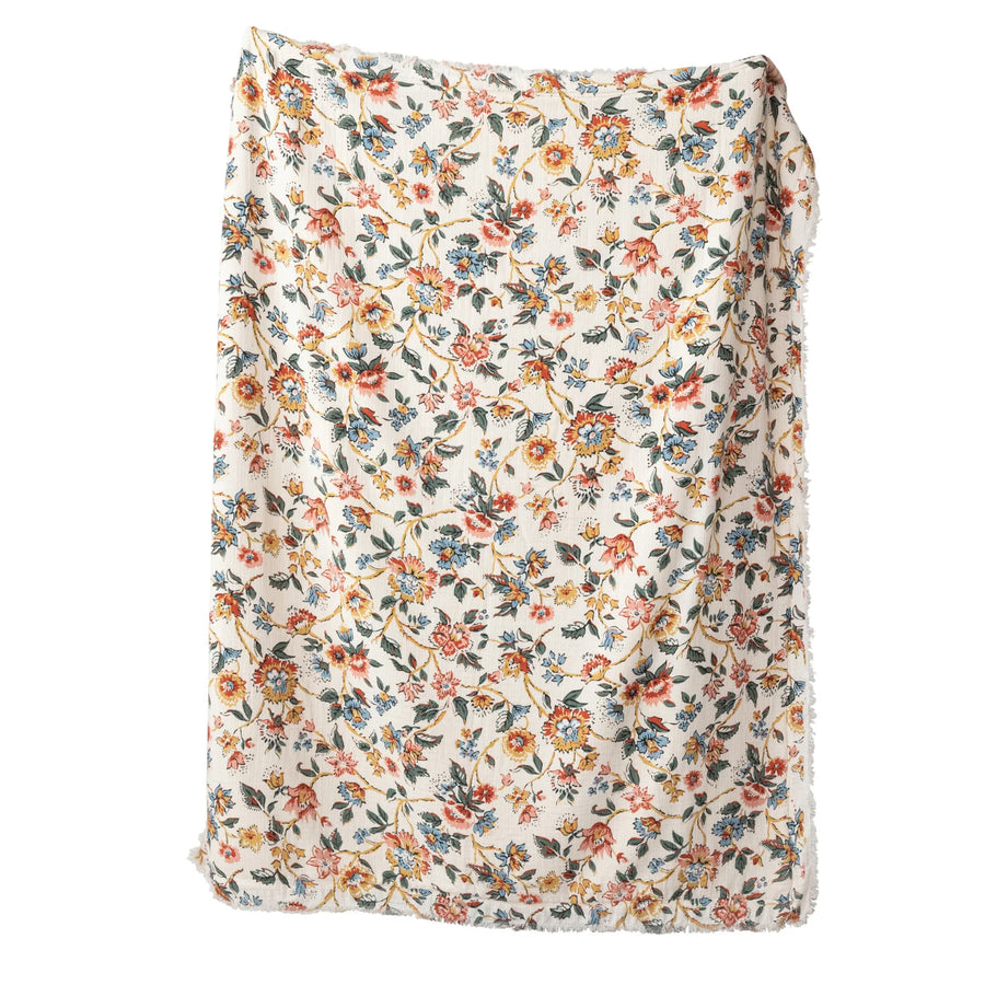 Woven Cotton Throw w/Floral Pattern