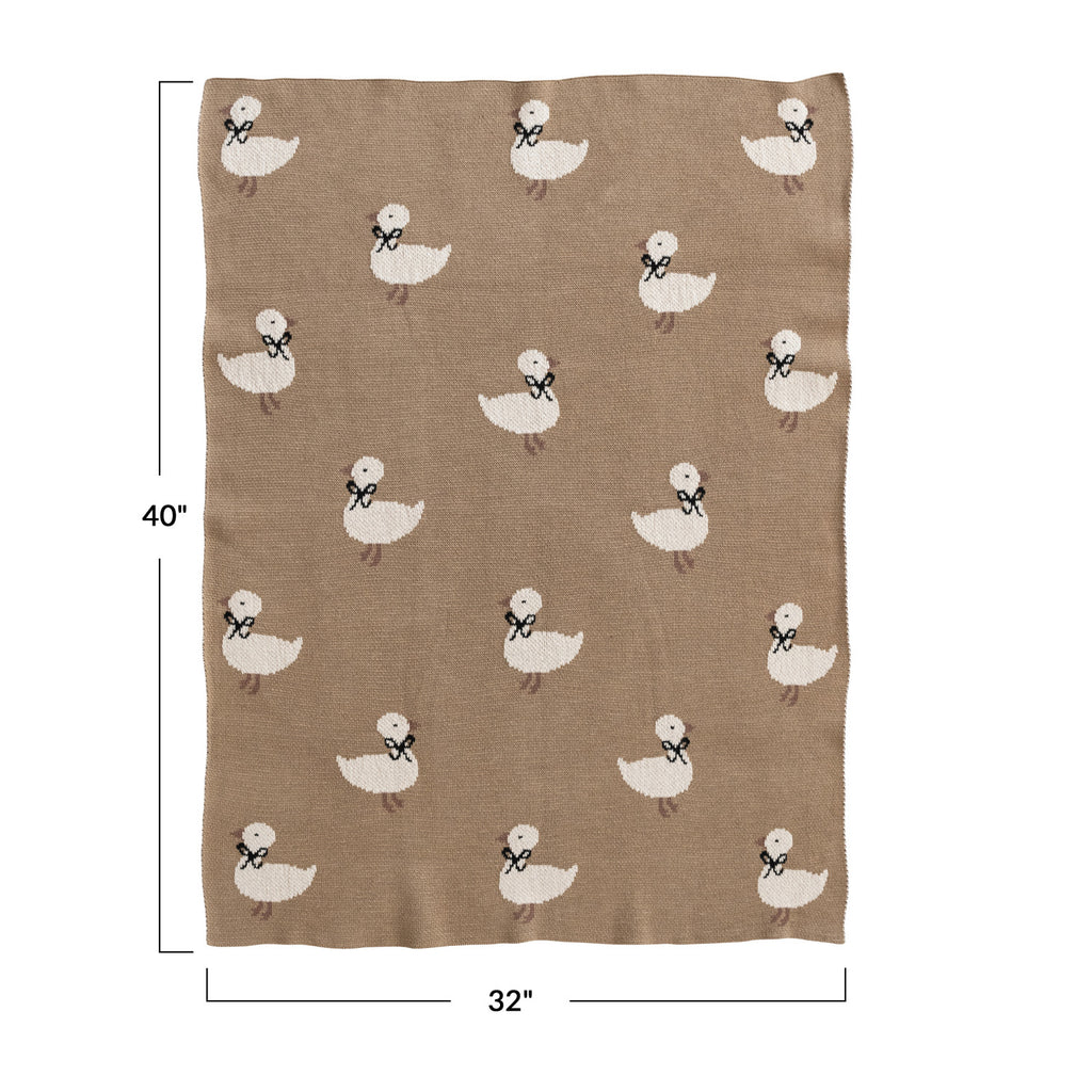Cotton Knit Baby Blanket | Ducklings