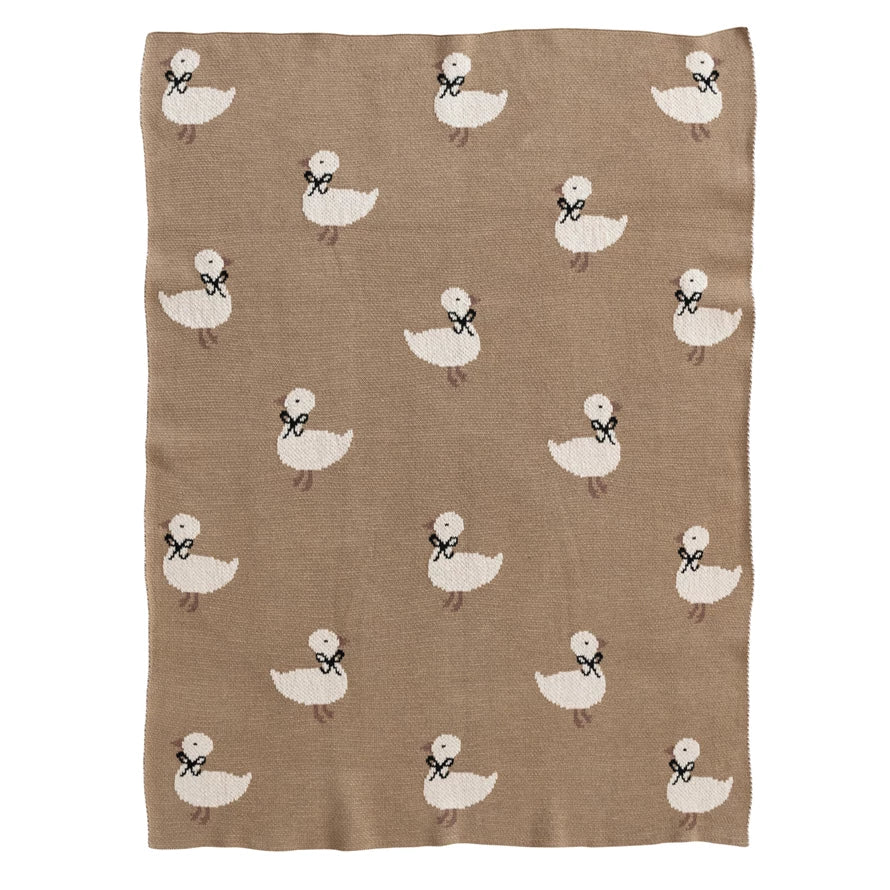 Cotton Knit Baby Blanket | Ducklings