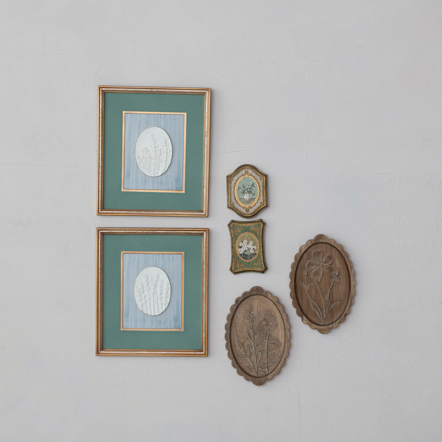 Scalloped Wood Botanical Wall Décor