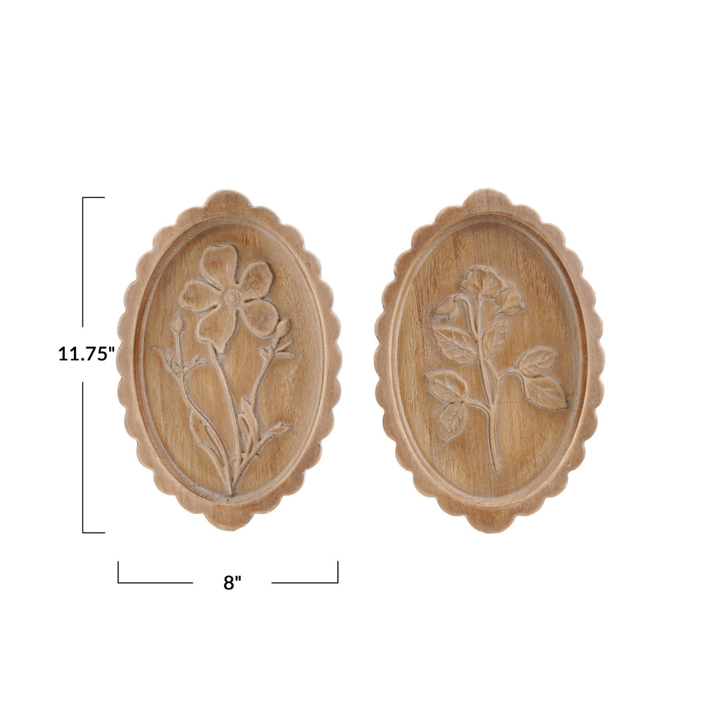Scalloped Wood Botanical Wall Décor