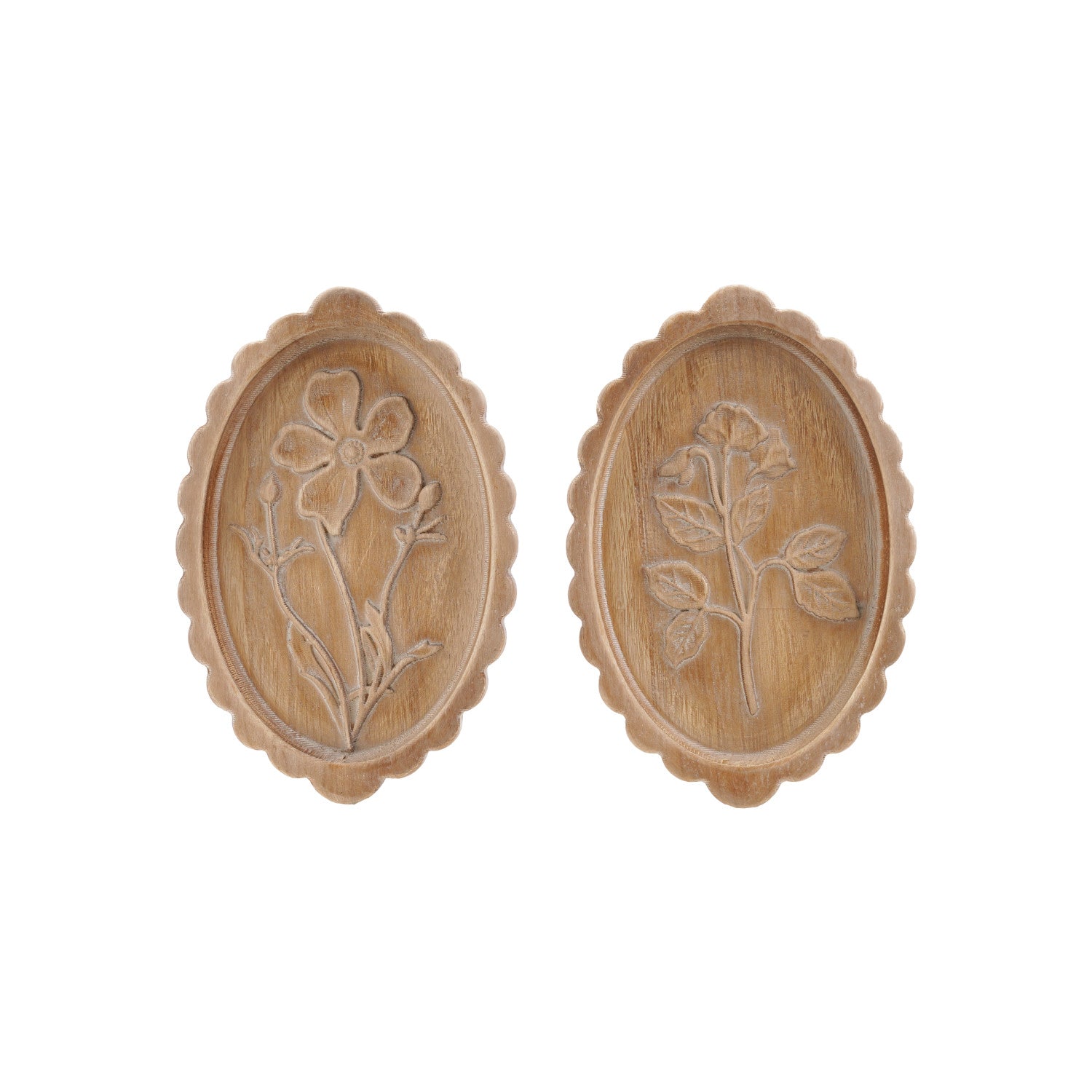 Scalloped Wood Botanical Wall Décor