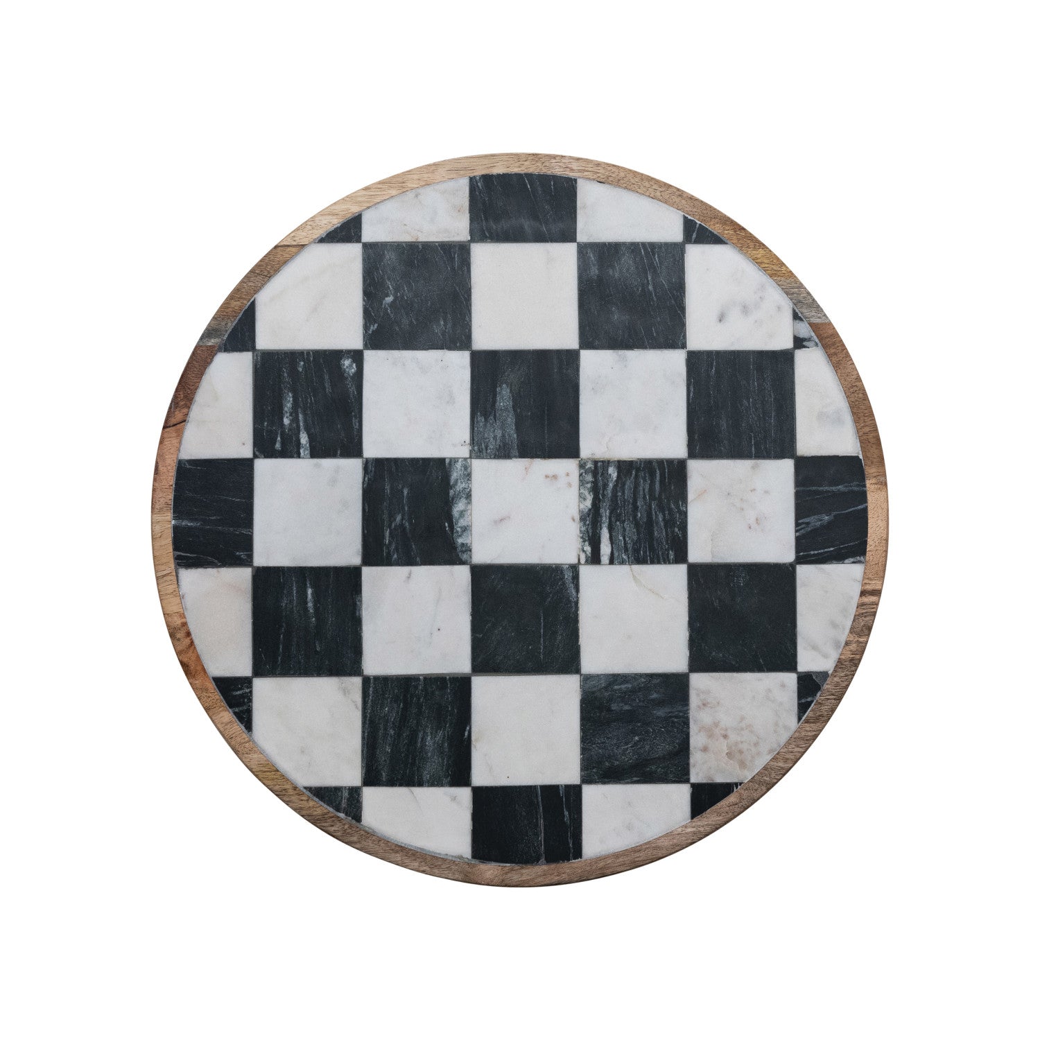 Wood & Marble Check Lazy Susan