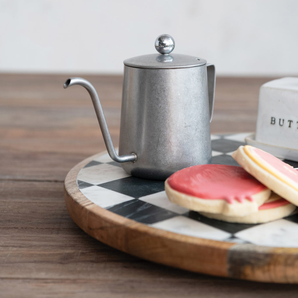 Wood & Marble Check Lazy Susan