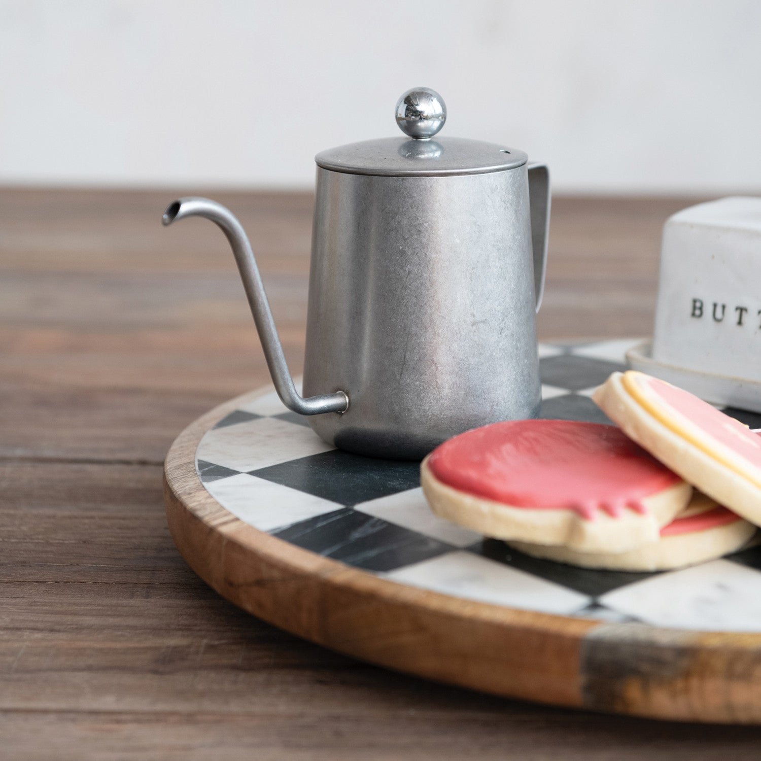 Wood & Marble Check Lazy Susan