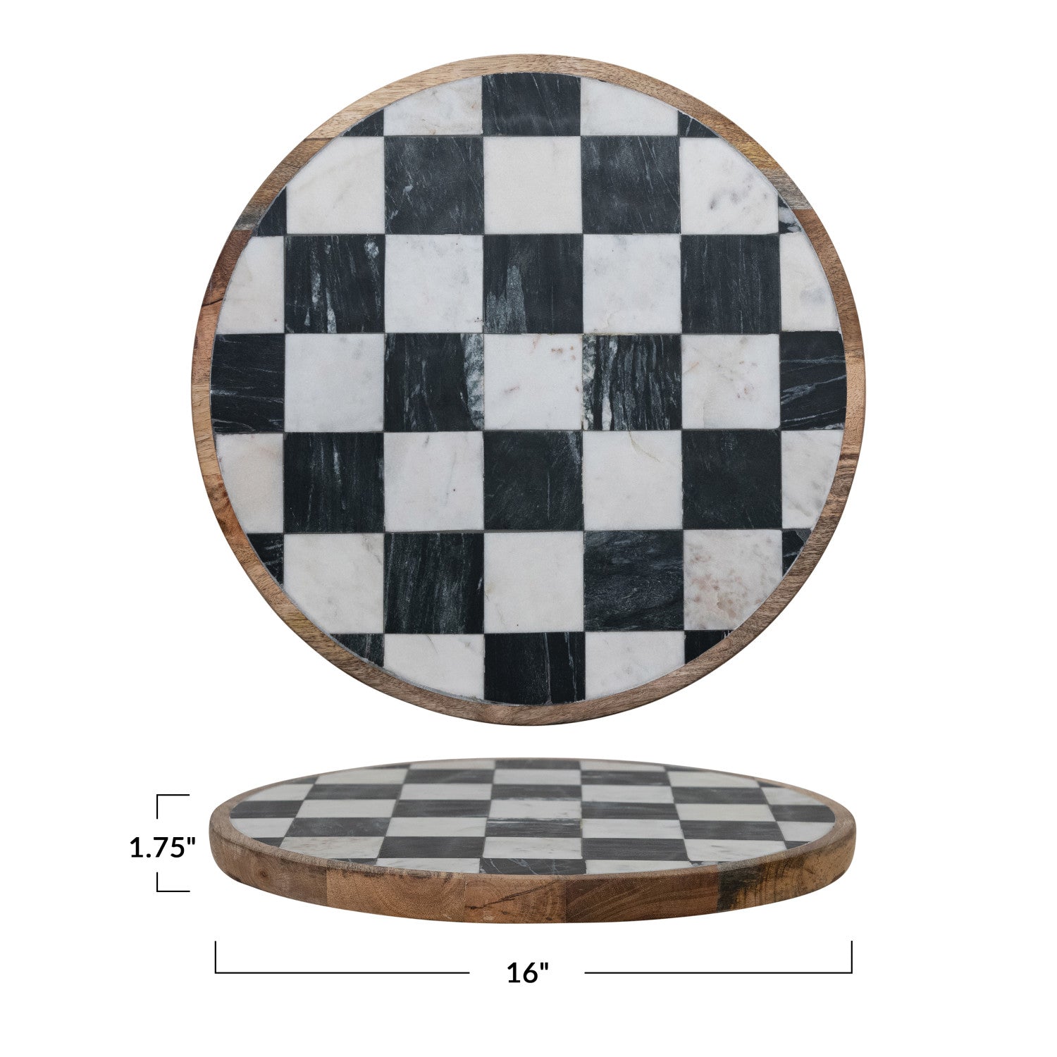 Wood & Marble Check Lazy Susan