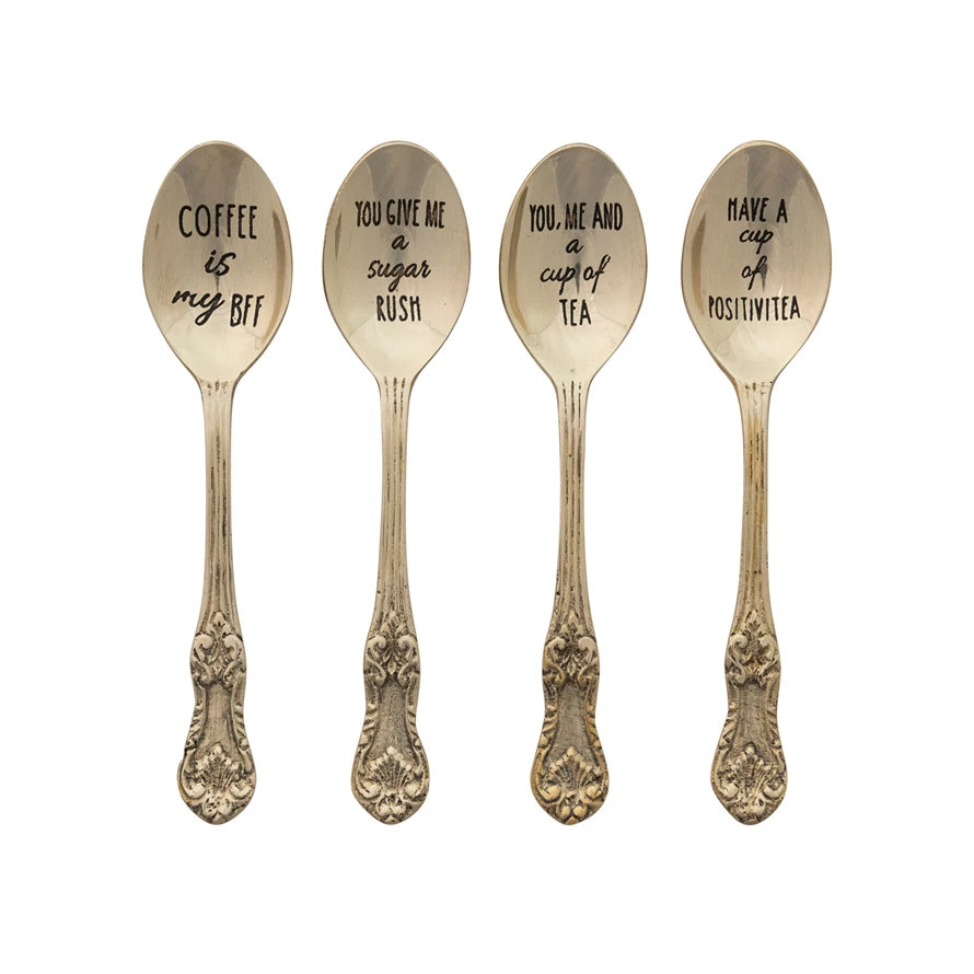 Embossed Brass Spoon w/Etched Saying