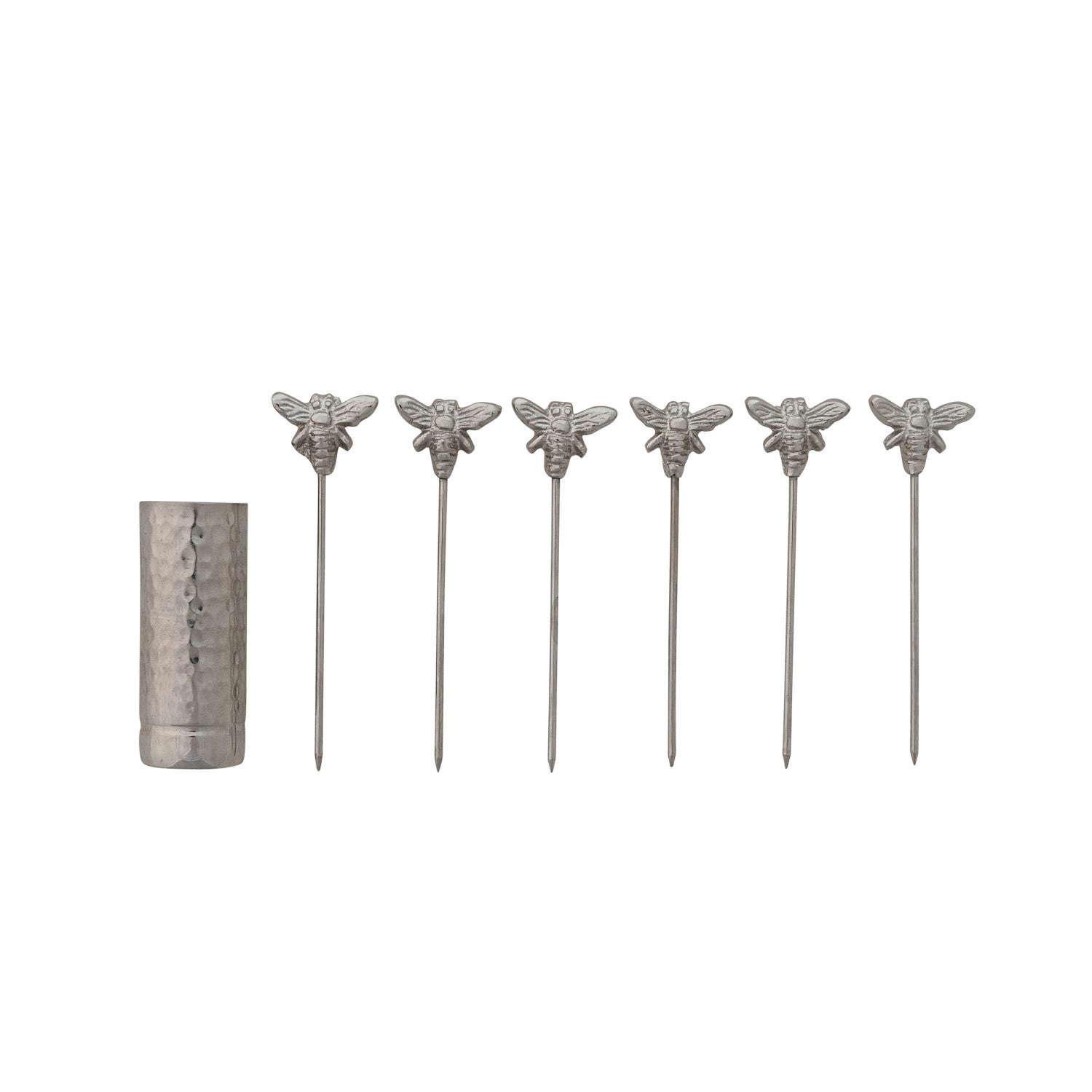 Boxed Aluminum Holder & Appetizer Picks w/Bee Handles