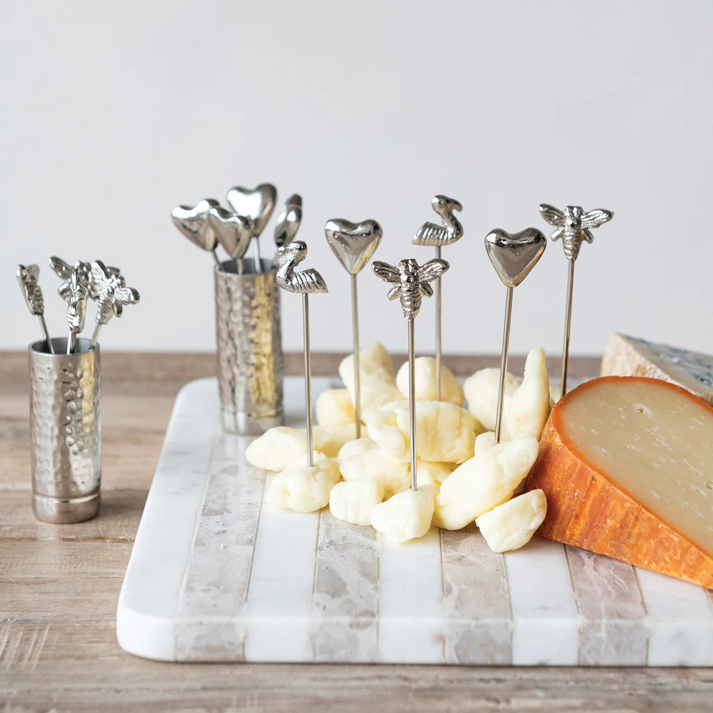 Boxed Aluminum Holder & Appetizer Picks w/Bee Handles