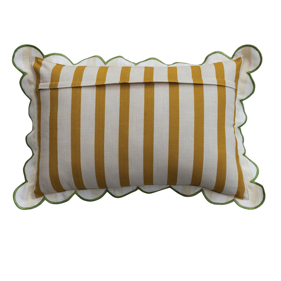 Striped Lumbar Pillow w/ Scalloped Flange
