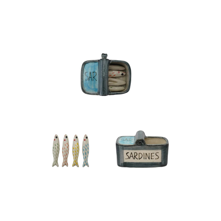 "Sardines" Can Shaped Container w/Utensil Rests