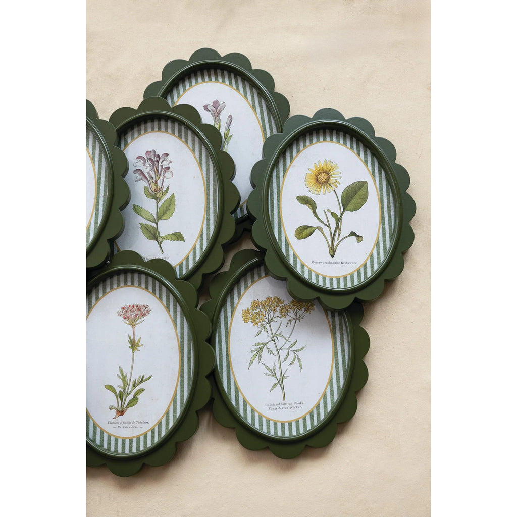 Oval Scalloped Frame Botanical Print