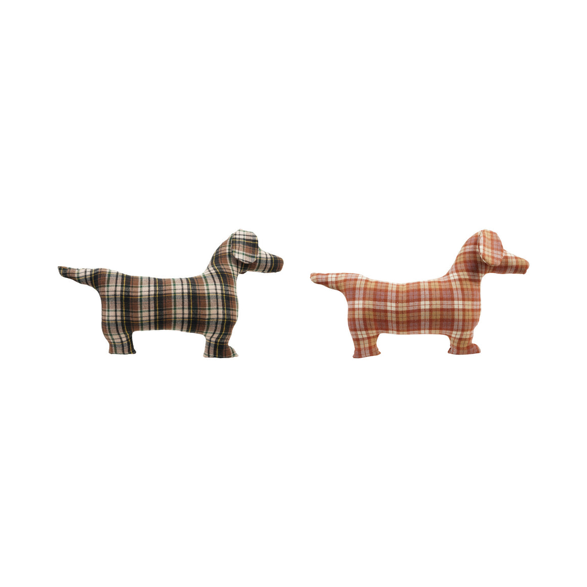 Dog Shaped Pillow w/Plaid Pattern