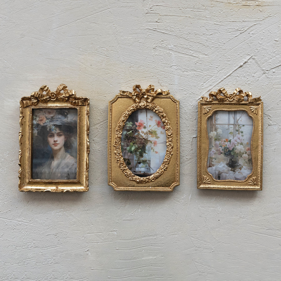 Gold Finish Picture Frame w/Bow