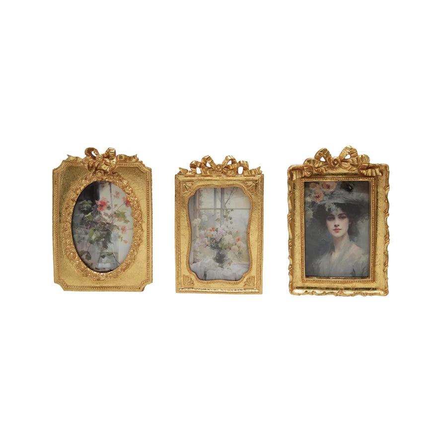 Gold Finish Picture Frame w/Bow