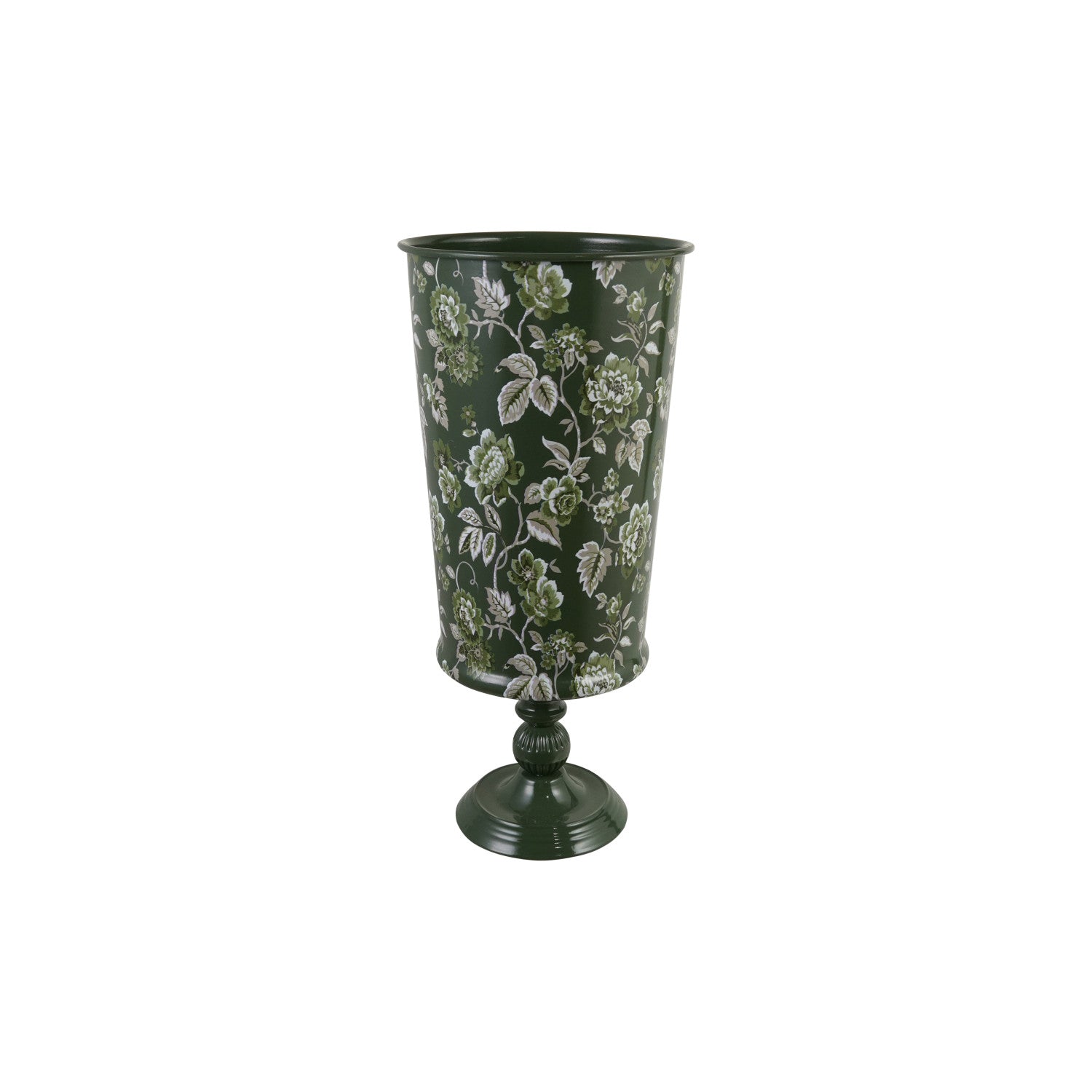 Footed Floral Metal Vase