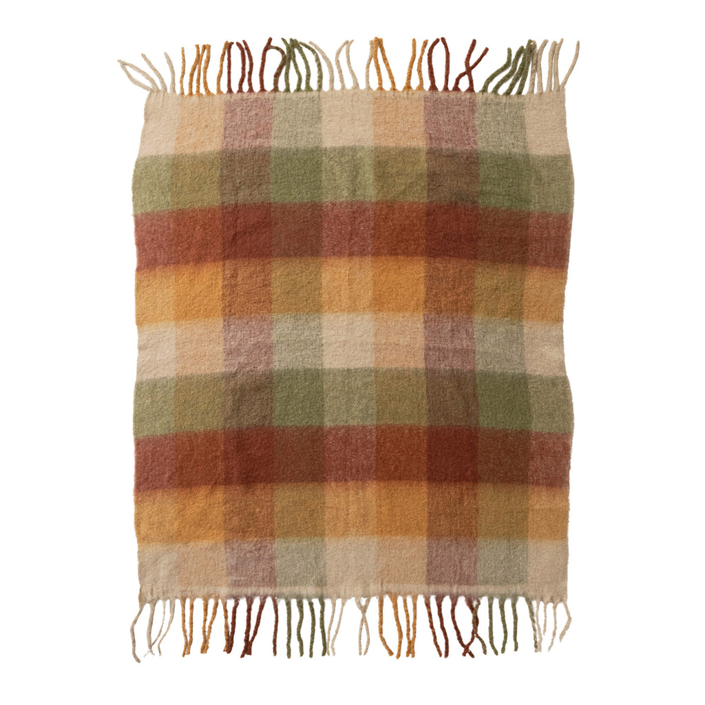 Plaid Fringed Throw Blanket