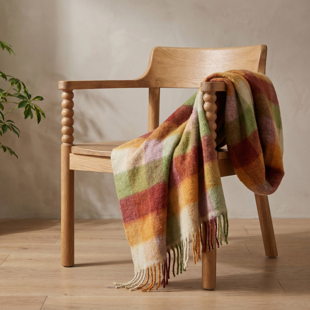 Plaid Fringed Throw Blanket
