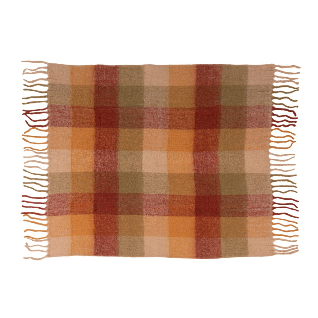Plaid Fringed Throw Blanket