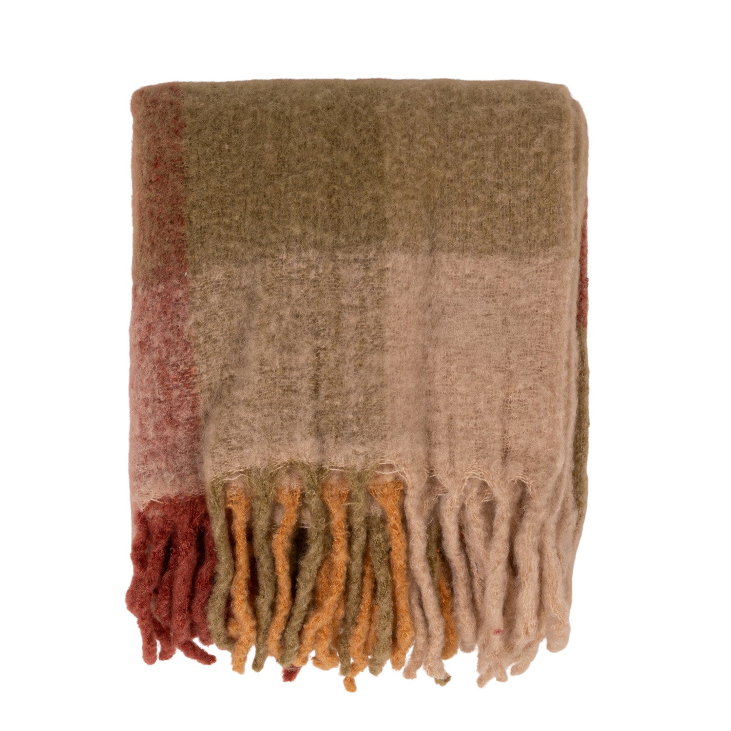 Plaid Fringed Throw Blanket
